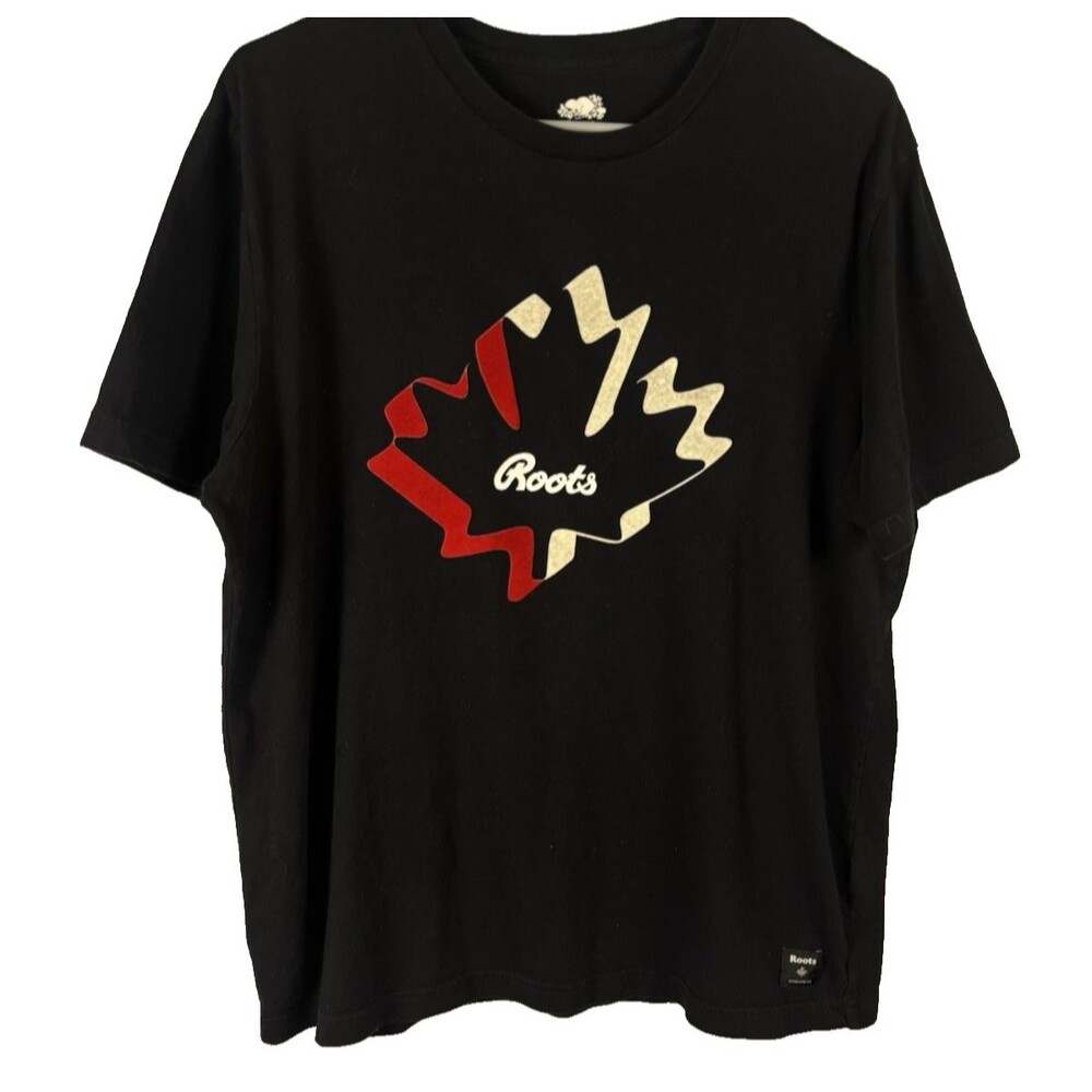Roots Canada Mens Size M Velvet Logo T-Shirt